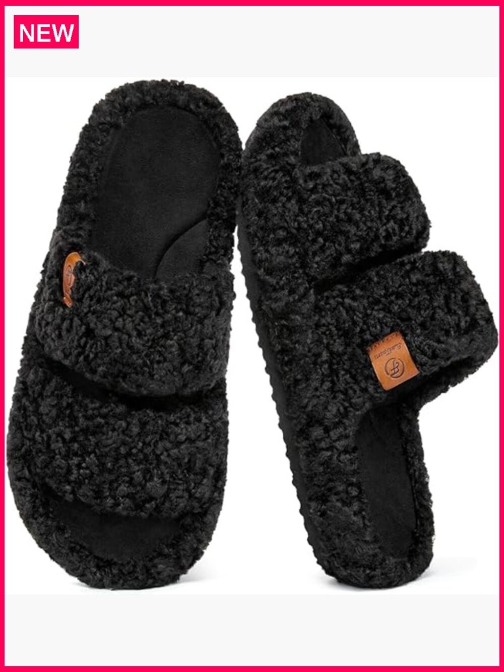 Open-Toe Fuzzy Slippers Memory Foam Non-Slip Indoor House Shoes